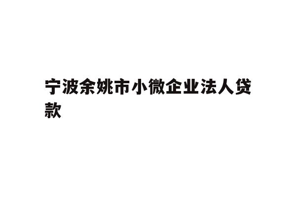 详细阅读:宁波余姚市小微企业法人贷款 宁波余姚市小微企业法人贷款