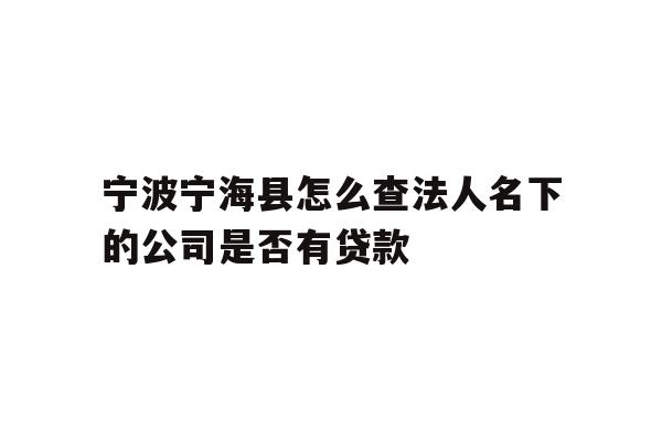 详细阅读:宁波宁海县怎么查法人名下的公司是否有贷款 宁波宁海县怎么查法人名下的公司是否有贷款