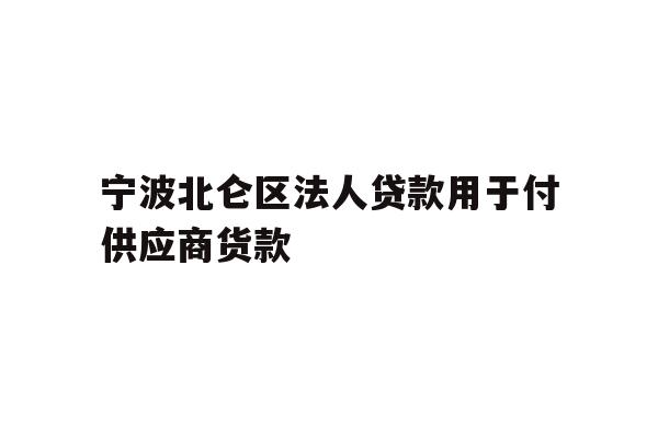 详细阅读:宁波北仑区法人贷款用于付供应商货款 宁波北仑区法人贷款用于付供应商货款