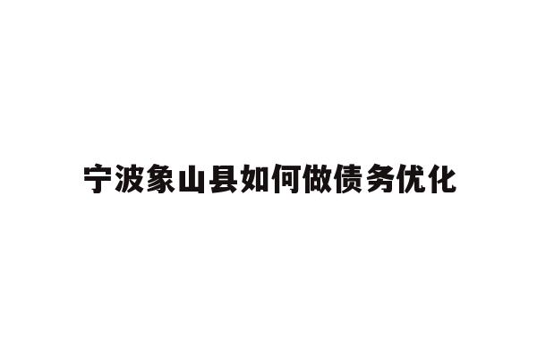 详细阅读:宁波象山县如何做债务优化 宁波象山县如何做债务优化