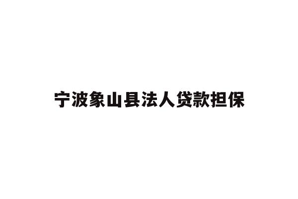 详细阅读:宁波象山县法人贷款担保 宁波象山县法人贷款担保