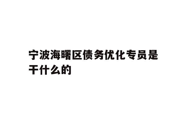 详细阅读:宁波海曙区债务优化专员是干什么的 宁波海曙区债务优化专员是干什么的