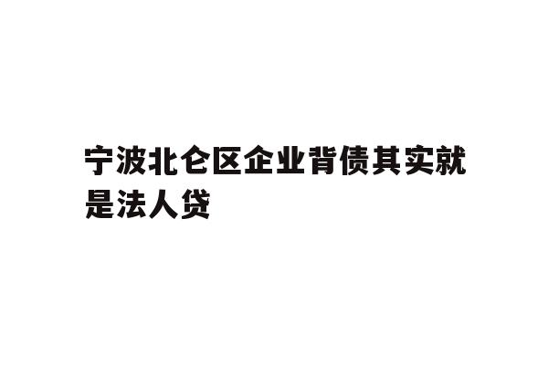 详细阅读:宁波北仑区企业背债其实就是法人贷 宁波北仑区企业背债其实就是法人贷