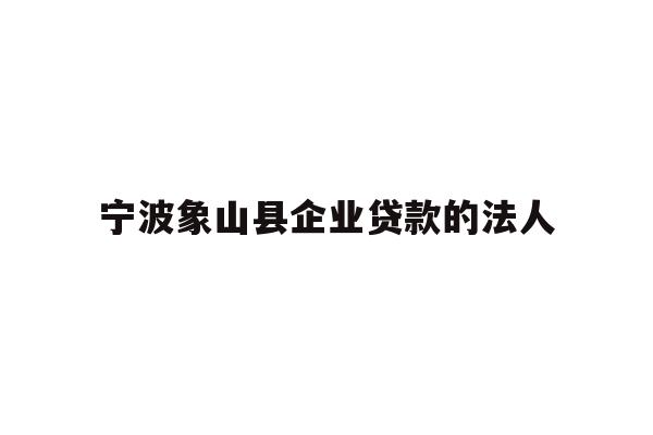 宁波象山县企业贷款的法人