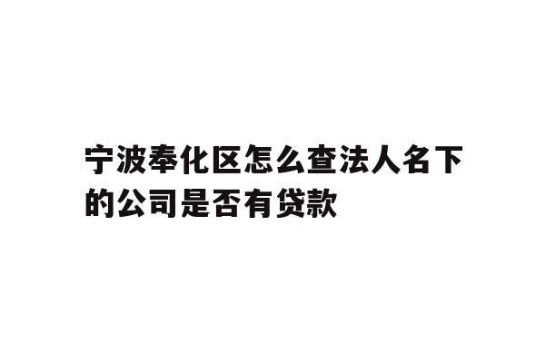详细阅读:宁波奉化区怎么查法人名下的公司是否有贷款 宁波奉化区怎么查法人名下的公司是否有贷款