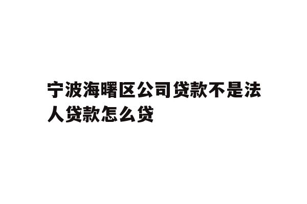 详细阅读:宁波海曙区公司贷款不是法人贷款怎么贷 宁波海曙区公司贷款不是法人贷款怎么贷