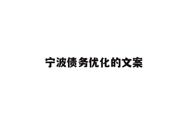 详细阅读:宁波债务优化的文案 宁波债务优化的文案