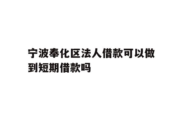 详细阅读:宁波奉化区法人借款可以做到短期借款吗 宁波奉化区法人借款可以做到短期借款吗