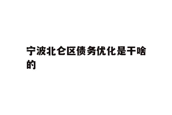 详细阅读:宁波北仑区债务优化是干啥的 宁波北仑区债务优化是干啥的