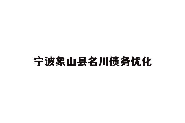 详细阅读:宁波象山县名川债务优化 宁波象山县名川债务优化