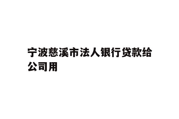 详细阅读:宁波慈溪市法人银行贷款给公司用 宁波慈溪市法人银行贷款给公司用