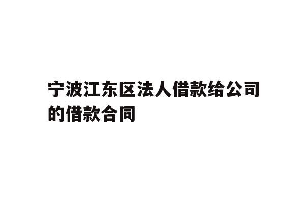 详细阅读:宁波江东区法人借款给公司的借款合同 宁波江东区法人借款给公司的借款合同