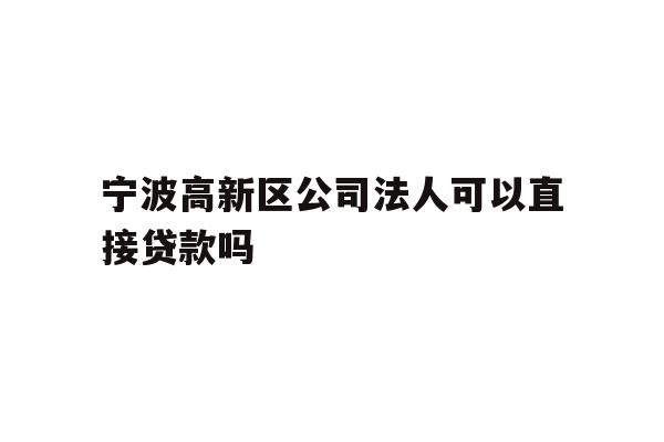 详细阅读:宁波高新区公司法人可以直接贷款吗 宁波高新区公司法人可以直接贷款吗