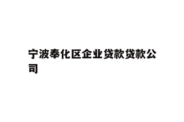 宁波奉化区企业贷款贷款公司