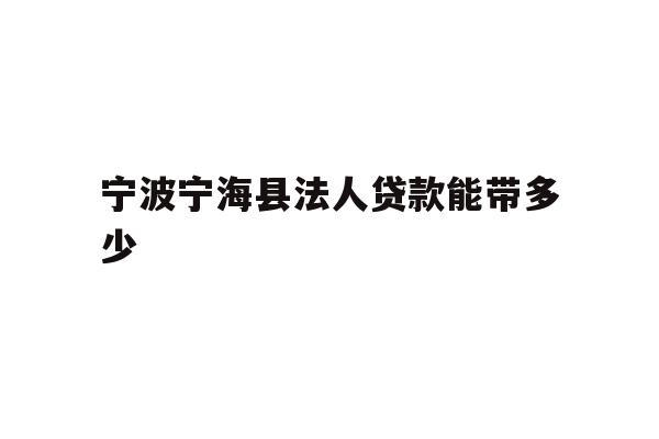 详细阅读:宁波宁海县法人贷款能带多少 宁波宁海县法人贷款能带多少