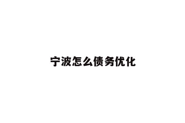 详细阅读:宁波怎么债务优化 宁波怎么债务优化