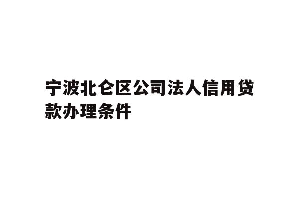 宁波北仑区公司法人信用贷款办理条件