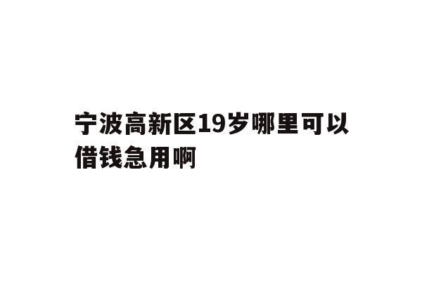 详细阅读:宁波高新区19岁哪里可以借钱急用啊 宁波高新区19岁哪里可以借钱急用啊