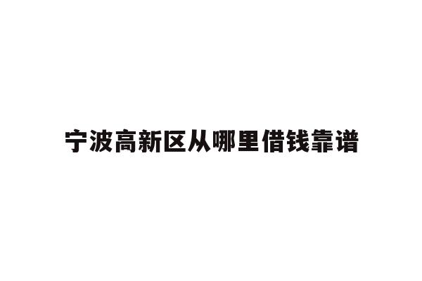宁波高新区从哪里借钱靠谱