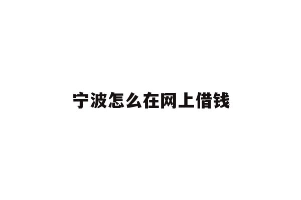 宁波怎么在网上借钱