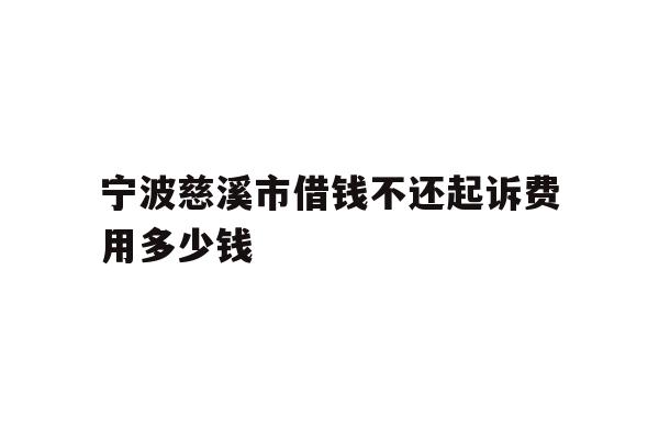 宁波慈溪市借钱不还起诉费用多少钱