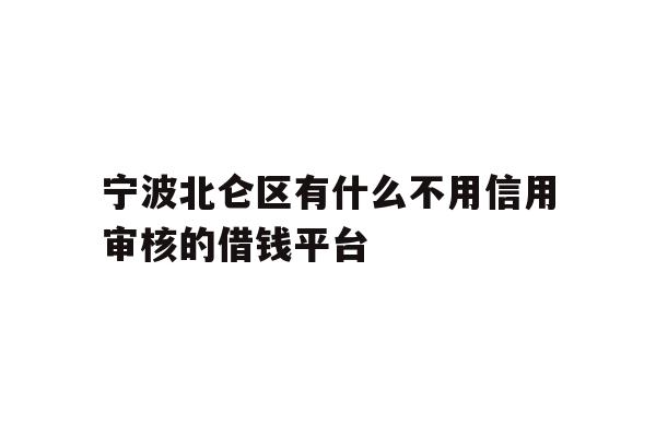 宁波北仑区有什么不用信用审核的借钱平台