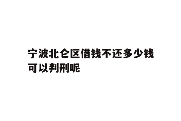 宁波北仑区借钱不还多少钱可以判刑呢