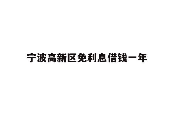 宁波高新区免利息借钱一年