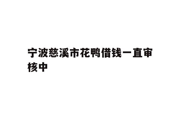 宁波慈溪市花鸭借钱一直审核中