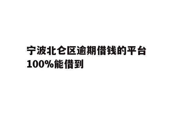 宁波北仑区逾期借钱的平台100%能借到