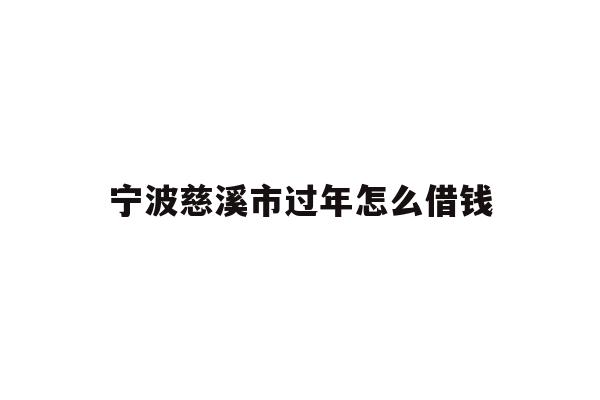 宁波慈溪市过年怎么借钱