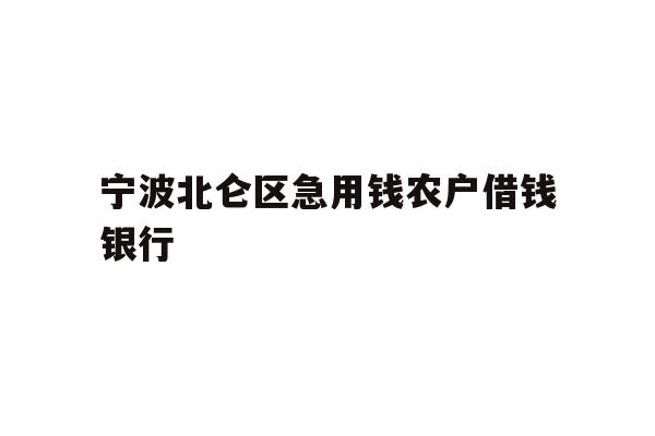 宁波北仑区急用钱农户借钱银行