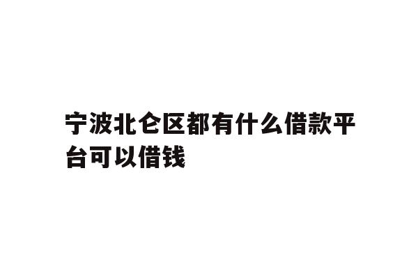 宁波北仑区都有什么借款平台可以借钱
