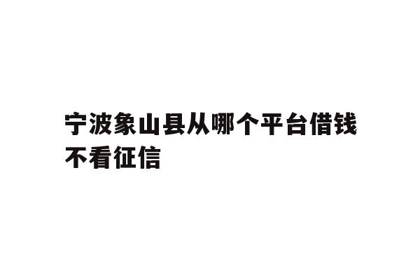 宁波象山县从哪个平台借钱不看征信