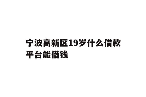 宁波高新区19岁什么借款平台能借钱