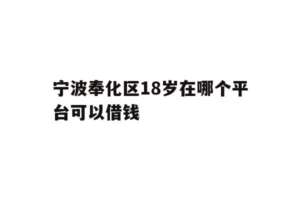 宁波奉化区18岁在哪个平台可以借钱
