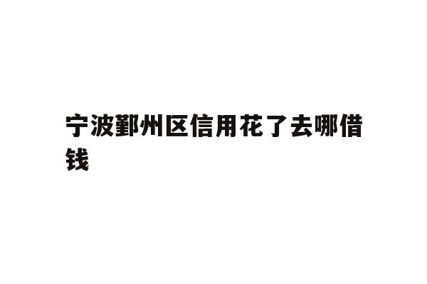 宁波鄞州区信用花了去哪借钱