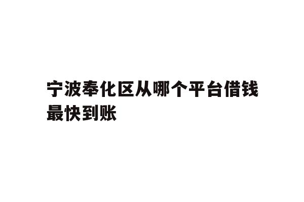 宁波奉化区从哪个平台借钱最快到账