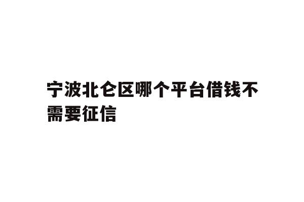 宁波北仑区哪个平台借钱不需要征信