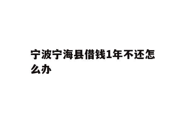 详细阅读:宁波宁海县借钱1年不还怎么办 宁波宁海县借钱1年不还怎么办