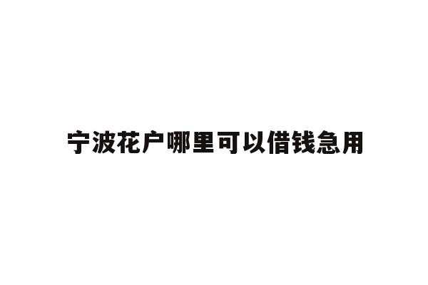 宁波花户哪里可以借钱急用