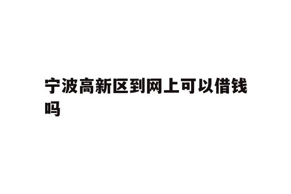 宁波高新区到网上可以借钱吗