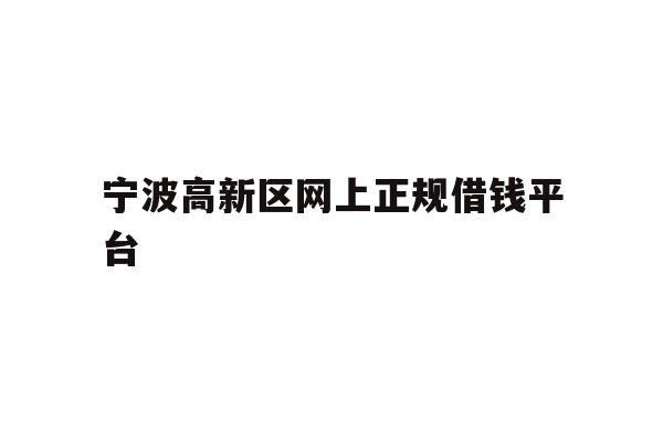 宁波高新区网上正规借钱平台