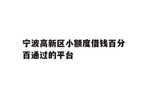 宁波高新区小额度借钱百分百通过的平台